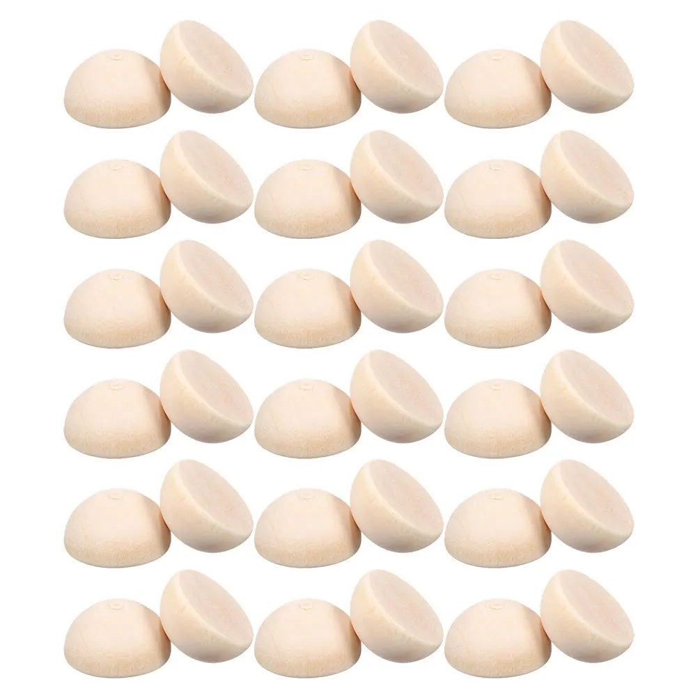 

300Pcs Natural Half Wooden Beads Unfinished Smooth Half Sphere for DIY Jewelry Ornaments Craft Projects Mini Hemisphere