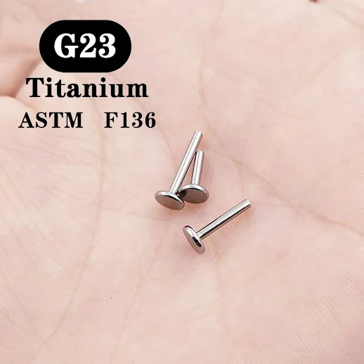 10PCS G23 Titanium Stud Earrings Rod Internal Thread Plug Septum Ear Lips Nose Piercing Tragus Body Jewelry Accessories