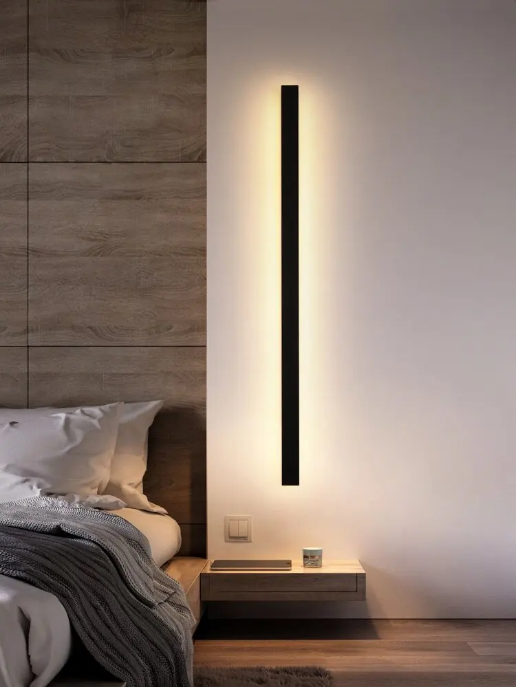 Waterproof  Long strip wall lamp light luxury creative room bedroom bedside lamp simple modern Nordic living room TV wall lamp