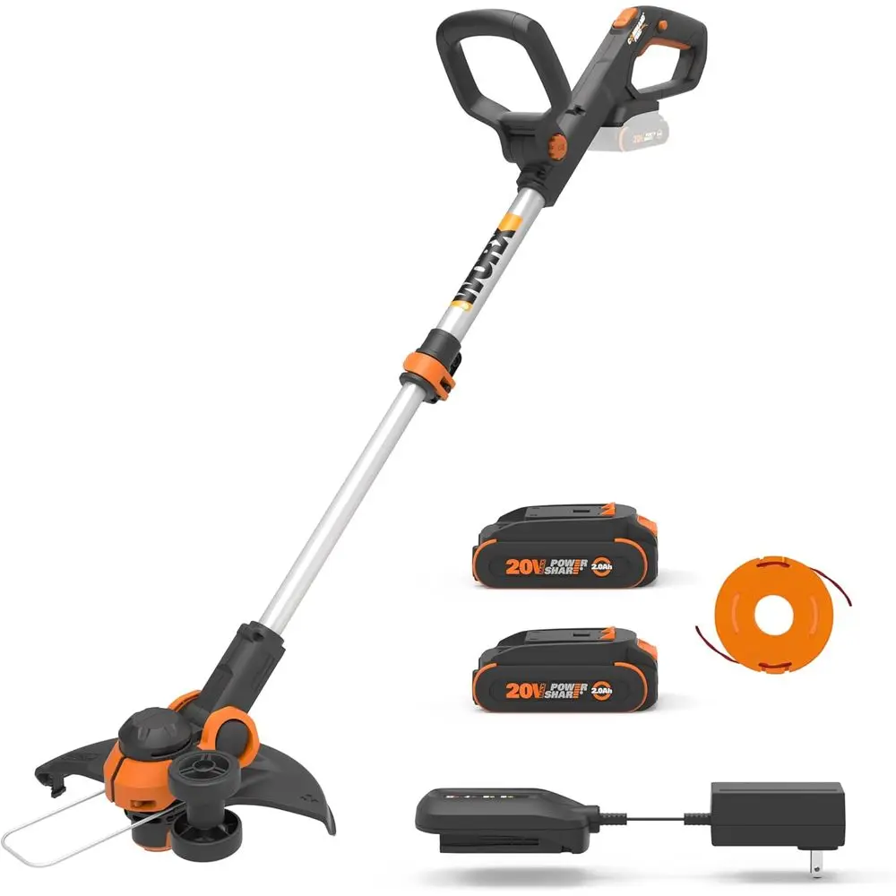 

CordlString Trimmer & Lawn Edger, 12'' Electric Weed Wacker with Command eed, 20Eater with 5.5 LBS, 2 Batteries & Included, WG16