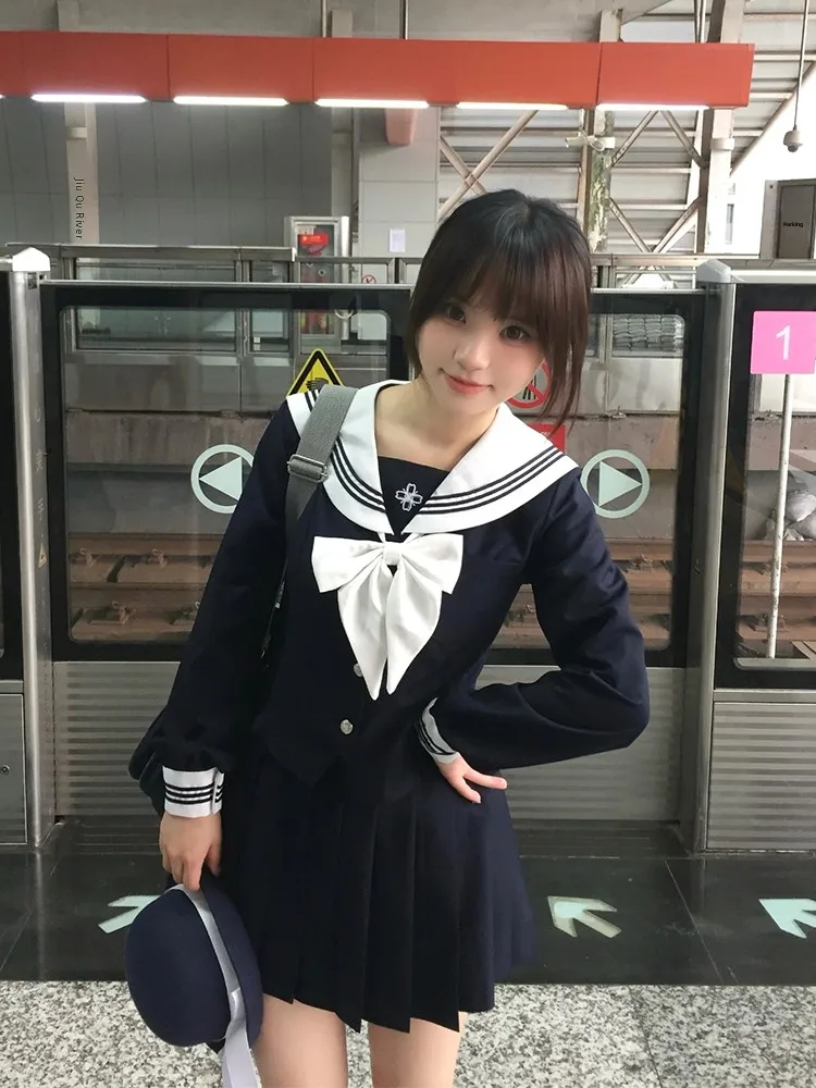 

Original Summer ort Sve Pink Sailor Suit orm Set Women's Japanese Sle School orms College Sle Polyester