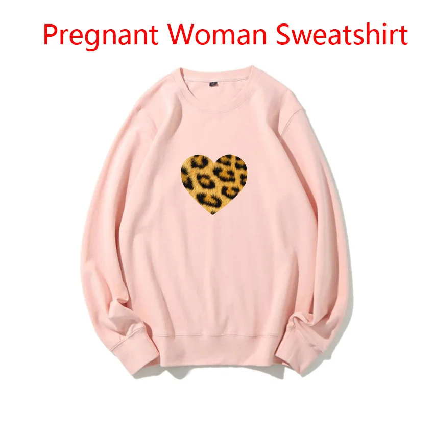 Maternity Women Sweaters Fashion Leopard Pattern Love Print Spring Autumn Fashion Pullover Pregnant Woman Sweatshirt Customized