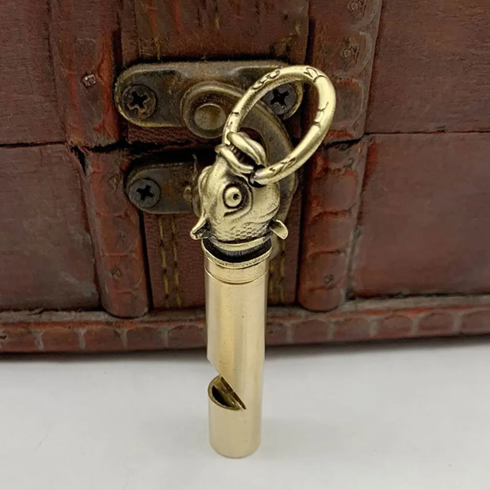 2 szt. Mosiężny brelok do kluczy, miedziany gwizdek kempingowy, lekki, awaryjny, przenośny gwizdek do użytku na zewnątrz, do wędrówek, treningu, do powrotu psa do domu, do torby.