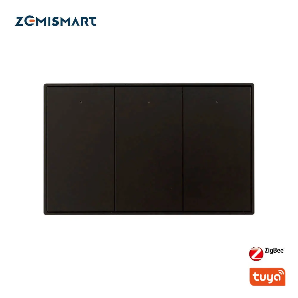 

Zemismart Tuya Zigbee US AU Wall Light Switch No Neutral 1 2 3 Gangs Black Interruptor Alexa Google Home Smartthings Edge