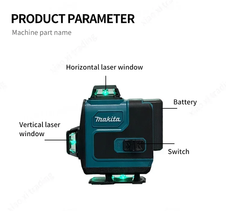 ماكيتا جديد عالي الدقة 16 خط 360 أفقي عمودي عبر المستوى الضوء الأخضر ليزر عالي الدقة أداة محمولة مثبتة على الحائط