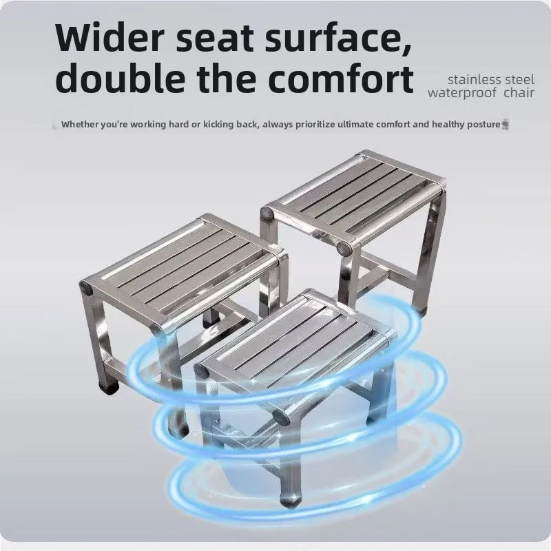 Modern Minimalist Stainless Steel Non Slip Bathroom Shower Stool Safety Seat Home Kitchen Indoor Decor Novelty New Thick Durable