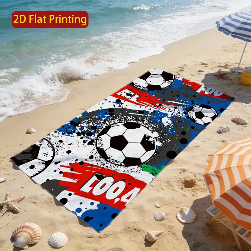 1pc Colorful Soccer Graffiti Print Microfiber Beach Towel Quick Dry Absorbent Towel For Yoga Diving Summer Travel Bathroom Decor