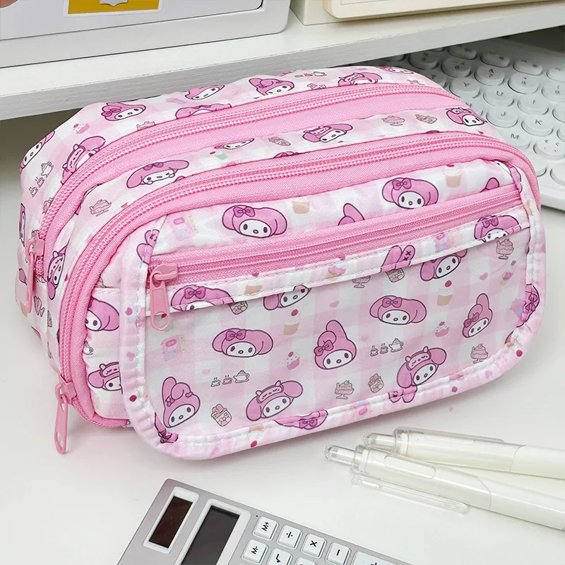 مقلمة Kuromi Girl My Melody School Pencil Box Cases ذات سعة كبيرة حقيبة أقلام رصاص حقيبة العودة إلى اللوازم المدرسية والقرطاسية