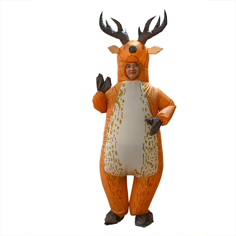 Costume de cerf Milu gonflable pour hommes et femmes, carnaval de vacances, Noël, cosplay de dessin animé, modèle imbibé, adulte, fête d'anniversaire, accessoire de scène