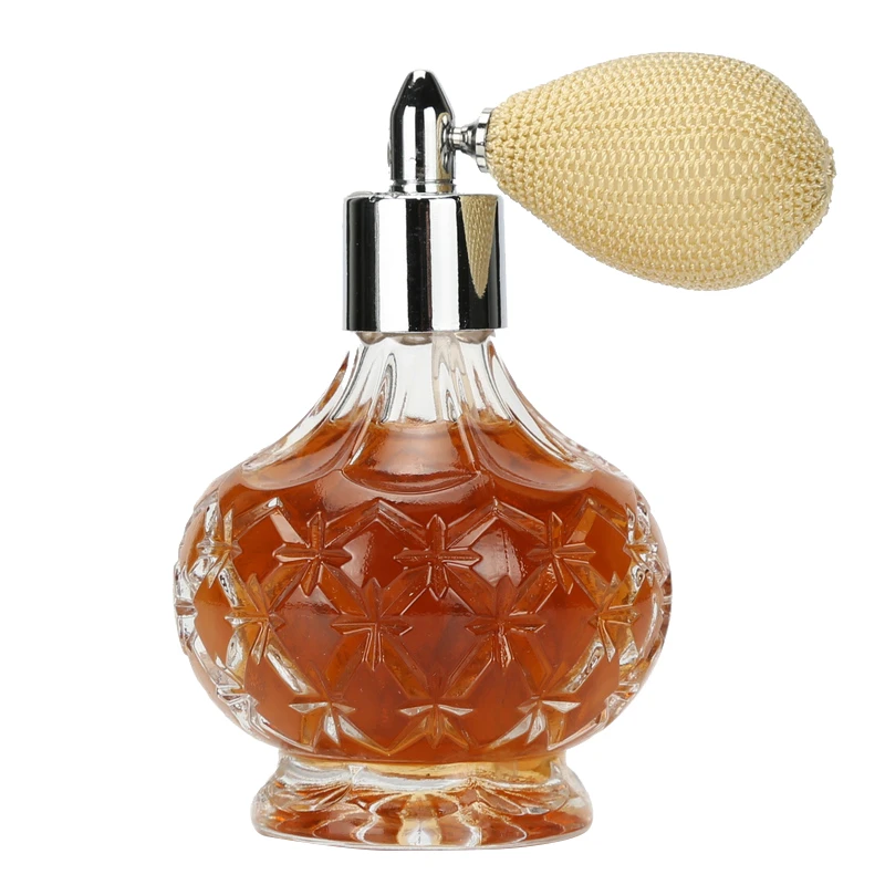 

100ml Crystal Art Vintage Style Empty Refillable Perfume Atomizer Long Tassel Spray Bitter Bottle With Air Bag