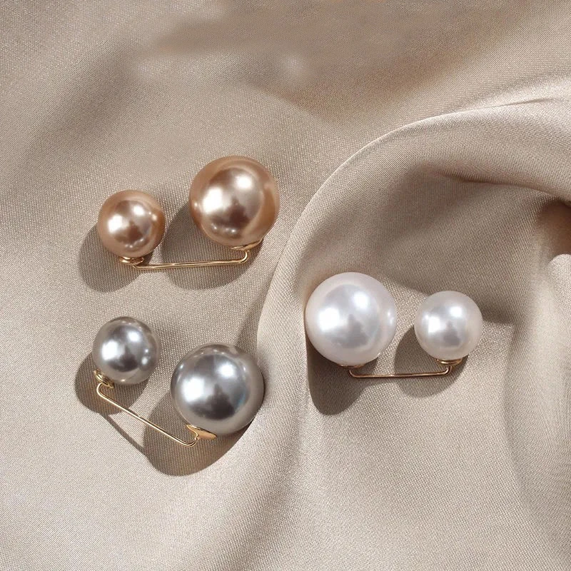 3pcs Pearl Brooch Pins Women Elegant Fixed Safety Brooches Pins for Jeans Waist Reduce Button Summer Dress Decoration Pants Clip