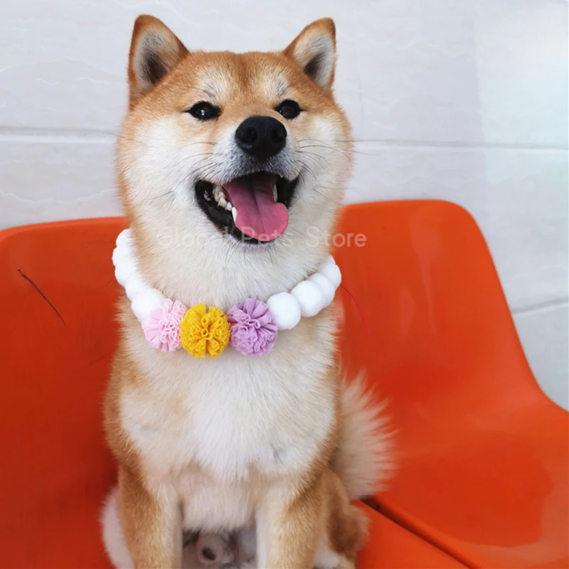 New Dog Accessories Pet Ornament Dog Necklace Cat Bib Cute Ball Pet Neckerchief for Shiba Inu Photography Pet Collar Puppy Scarf