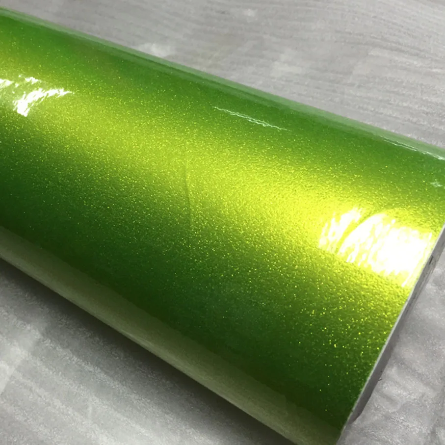 10/20/30/40/50/60x152CM Super glossy lemon green metallic sticker High glossy metallic flourescent green vinyl sticker