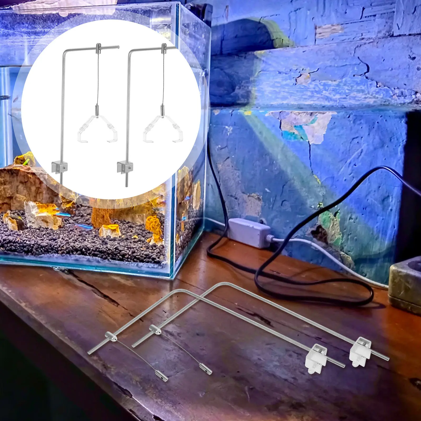 

Комплект из 2 регулируемых подставок для аквариумных светильников из алюминиевого сплава для освещения пресноводных и морских аквариумов, простая установка