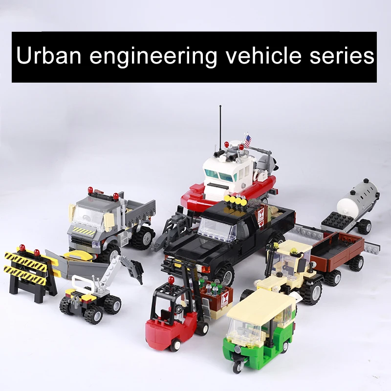 

DIY Education MOC Transport Car Model Building Blocks Pickup Truck Speedboat City Engineering Vehicle Tractor Bricks Toys Gift