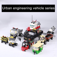 DIY Education MOC Transport Car Model Building Blocks Pickup Truck Speedboat City Engineering Vehicle Tractor Bricks Toys Gift