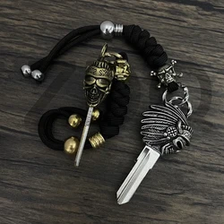 Motorcycle Customizable Key Embryo Uncut Blade Metal Key Head Indian Skull Style for Indian Scout 2013-2023