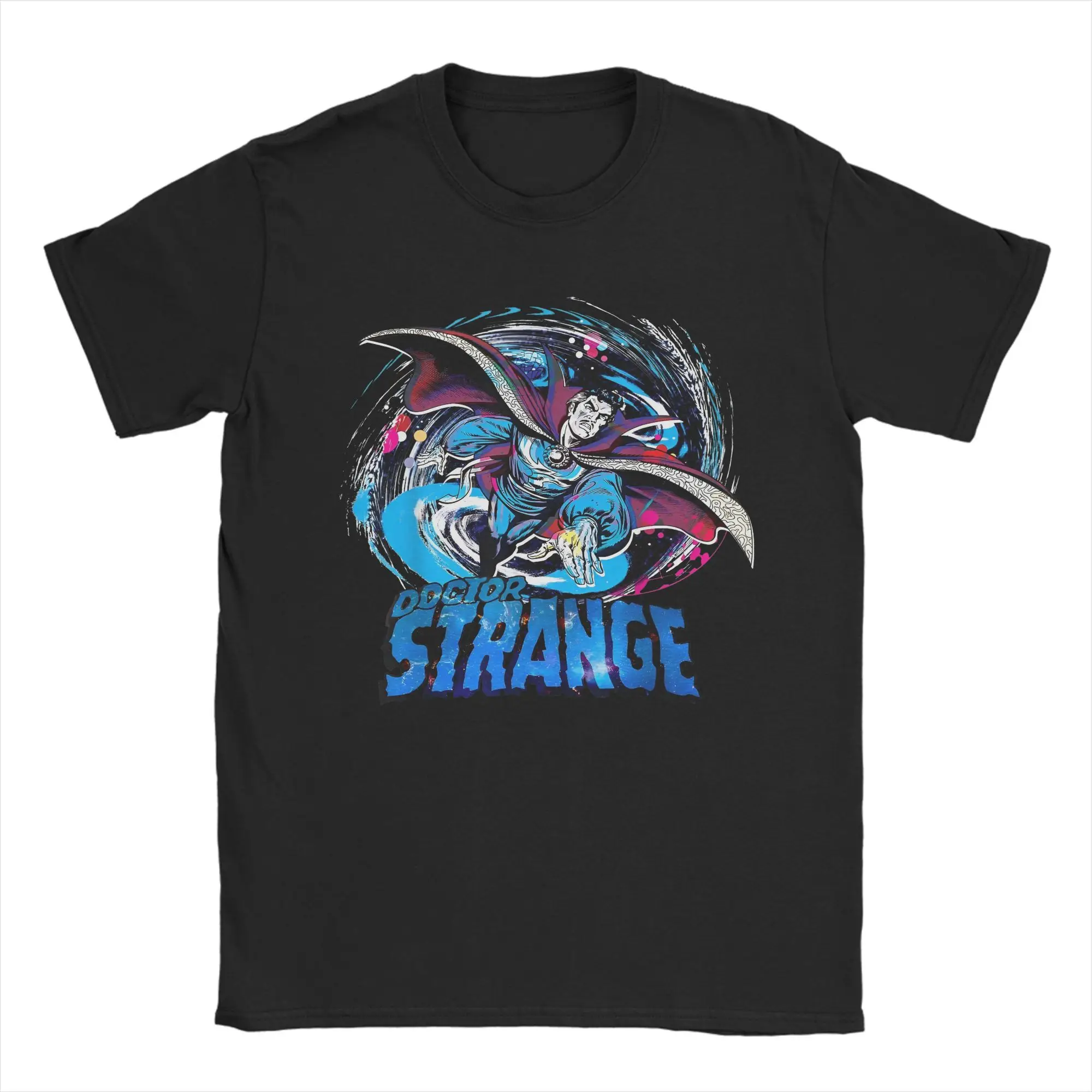 Doctor Strange Retro Magic Warp Logo T Shirts for Men 100% Cotton Unique T-Shirts Round Neck Comic Tee Shirt Clothing Plus Size