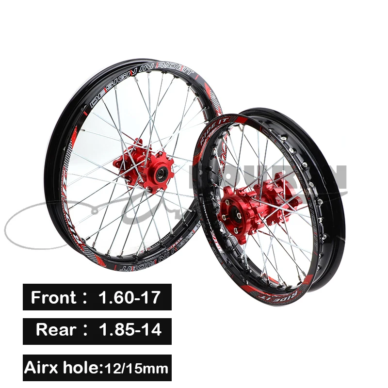 Front 1.60-17 Rear 1.85-14 inch Alloy Wheel Rim with CNC Hub For KAYO HR-160cc TY150CC Dirt Pit bike 14/17  motorcycle wheel