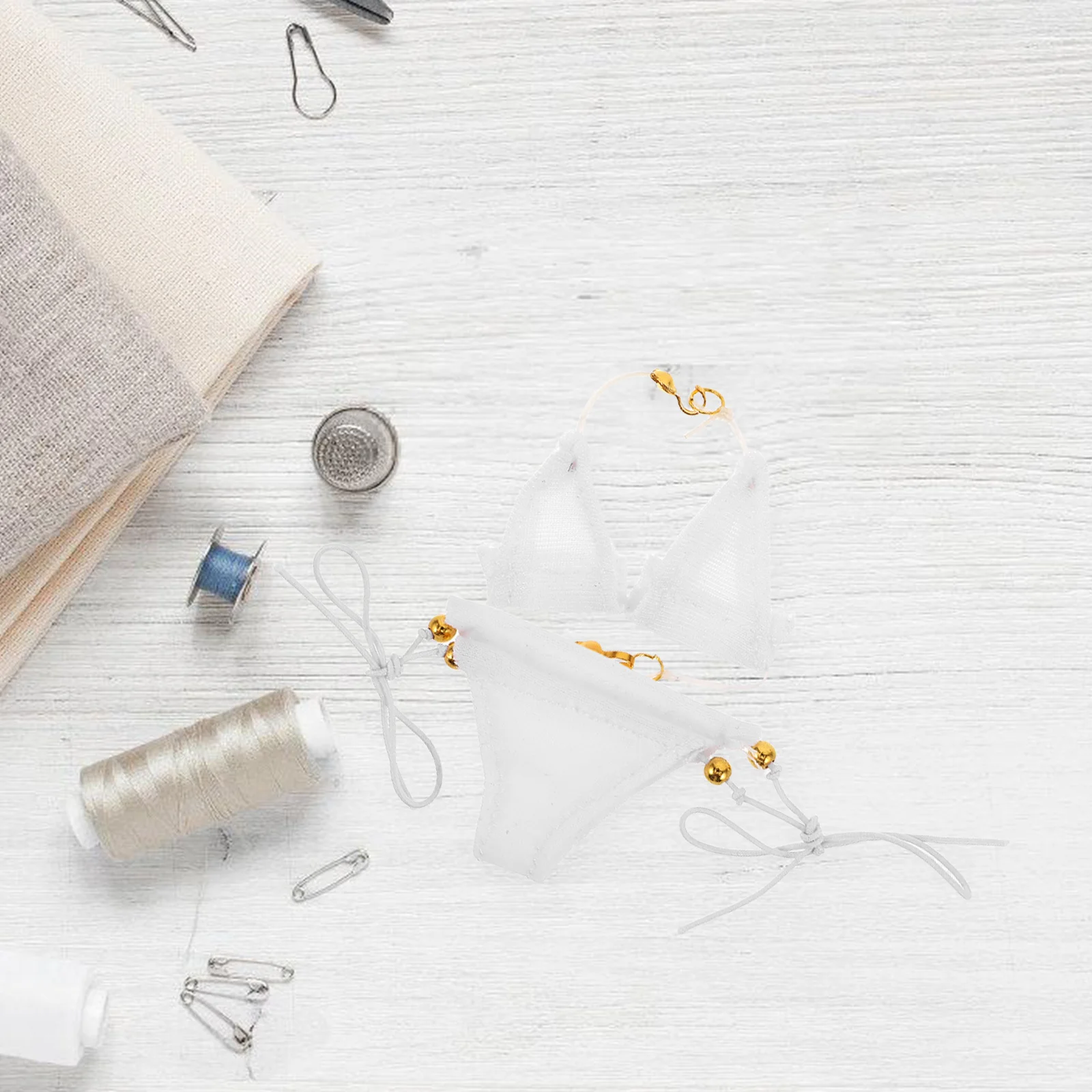 1 zestaw 1 Komplet Strój Kąpielowy: Ozdobny Strój Kąpielowy Letnie Bikini dla Dziewczynki na Wakacje na Plaży Zabawa Miniaturowe Rekwizyty Odzieżowe