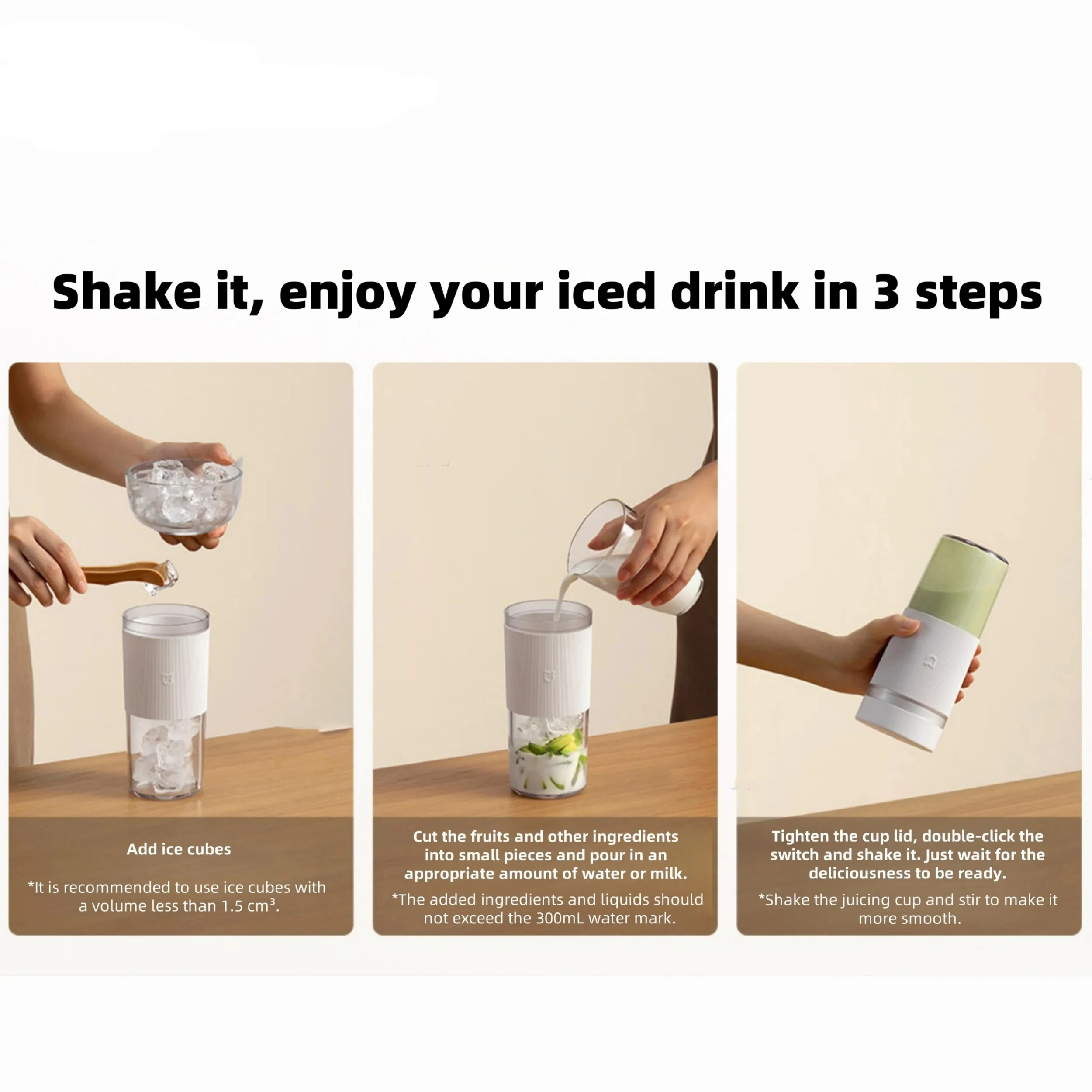 Mijia Portable Juicer 2 Fruit Automatic Juicer Type-C Charging Automatic Rinse Household 300ML Capacity Juicer image 3