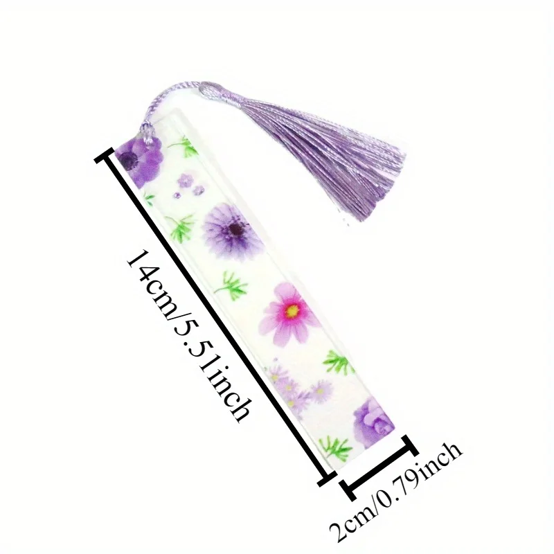 2/5Pcs Spring Style Transparent Acrylic Bookmarks Floral Design Student Learning Supplies