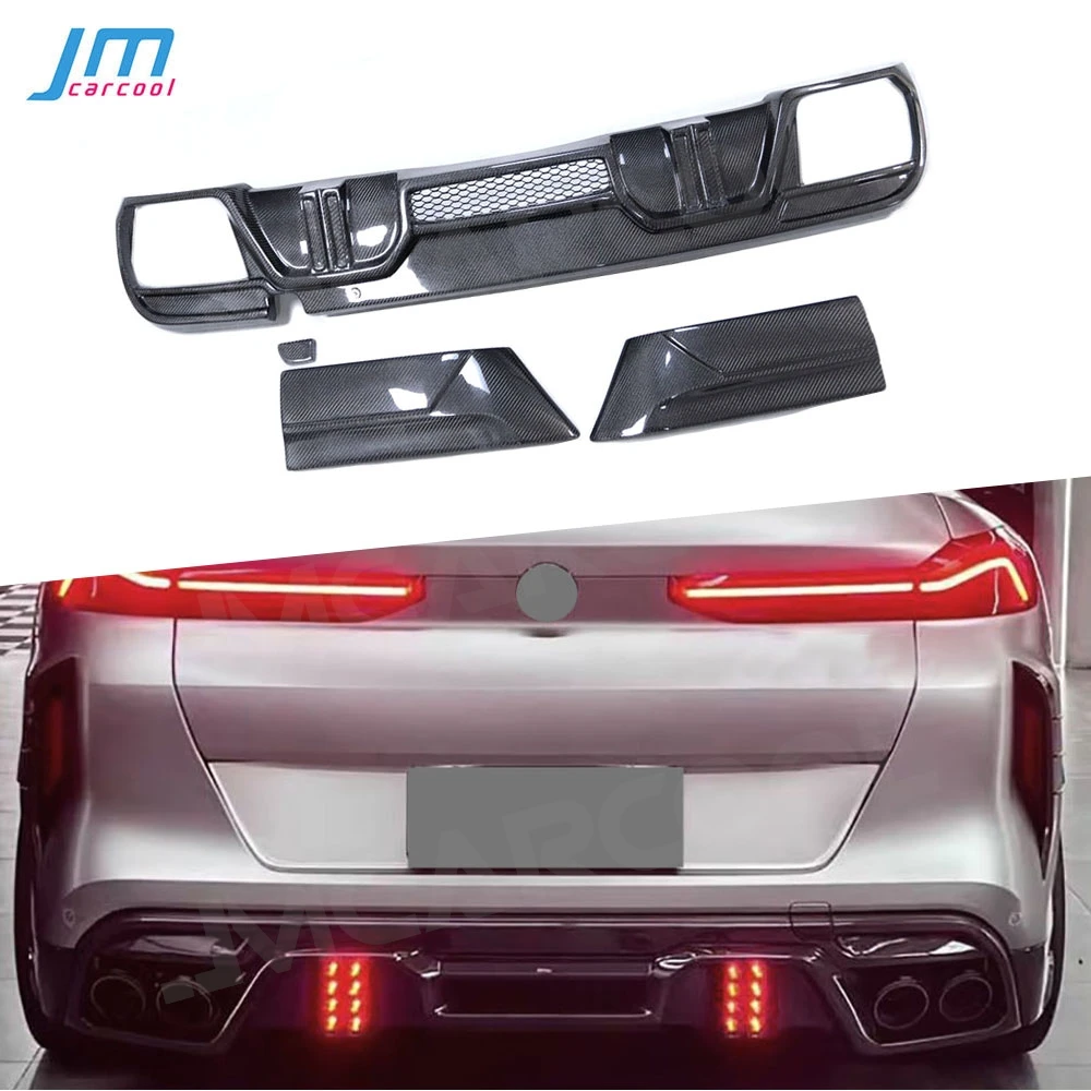 

Carbon Fiber Rear Diffuser Bumper Lip Spoiler Splitter Flaps for BMW F96 X6M 2019- 2022 Bumper Guard Protector Car Accessories