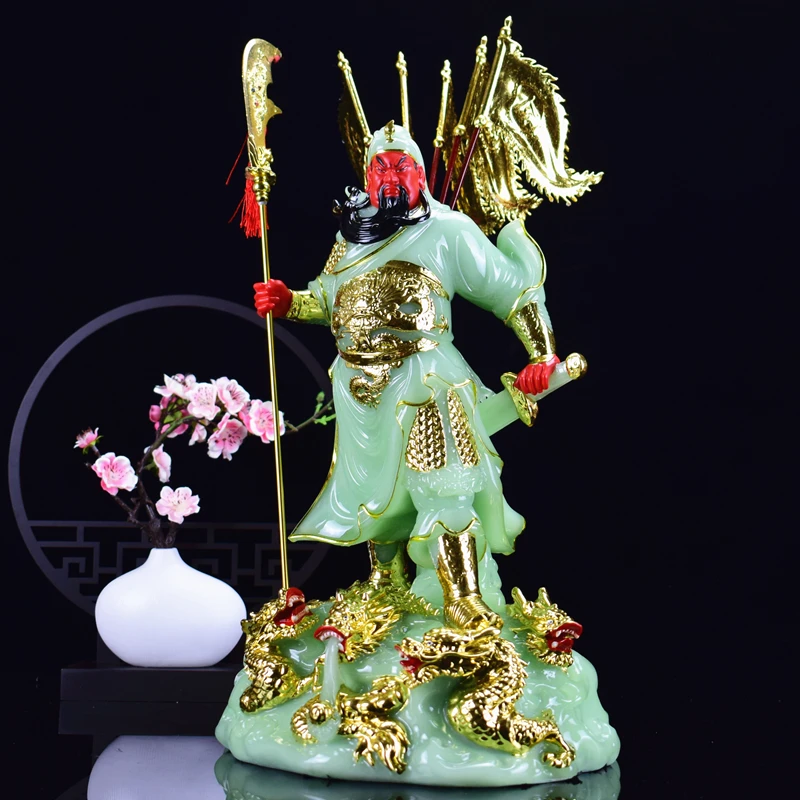 كبير جنوب شرق آسيا عالية الجودة الثروة الله متجر المنزل شركة 9 التنين الأحمر قوان قونغ غوان إيه يي حسن الحظ اليشم التذهيب تمثال