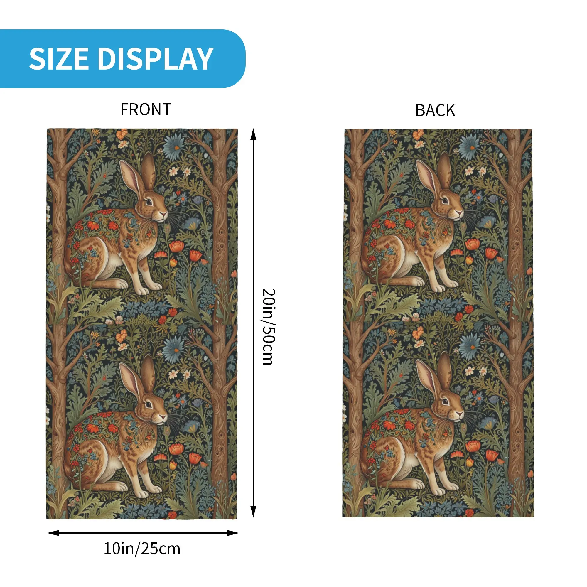 nouveau woodland forest floral rabbit boho garden Bandana Neck Gaiter Printed Mask Scarf Balaclava Running for Men Women Adult