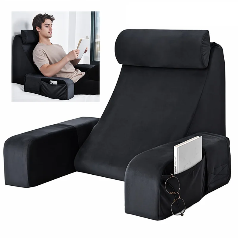 Comfortable Back Support Pillow Cushion with Arms for Adults,Soft Bed Reading Pillow Ideal for Reading Working Gaming Relaxing