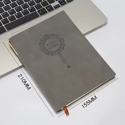 Simple A5 Retro Leather Boy Notepad with Pen Printing Travel Diary Handmade Students School Supplies Business Men's Notebook