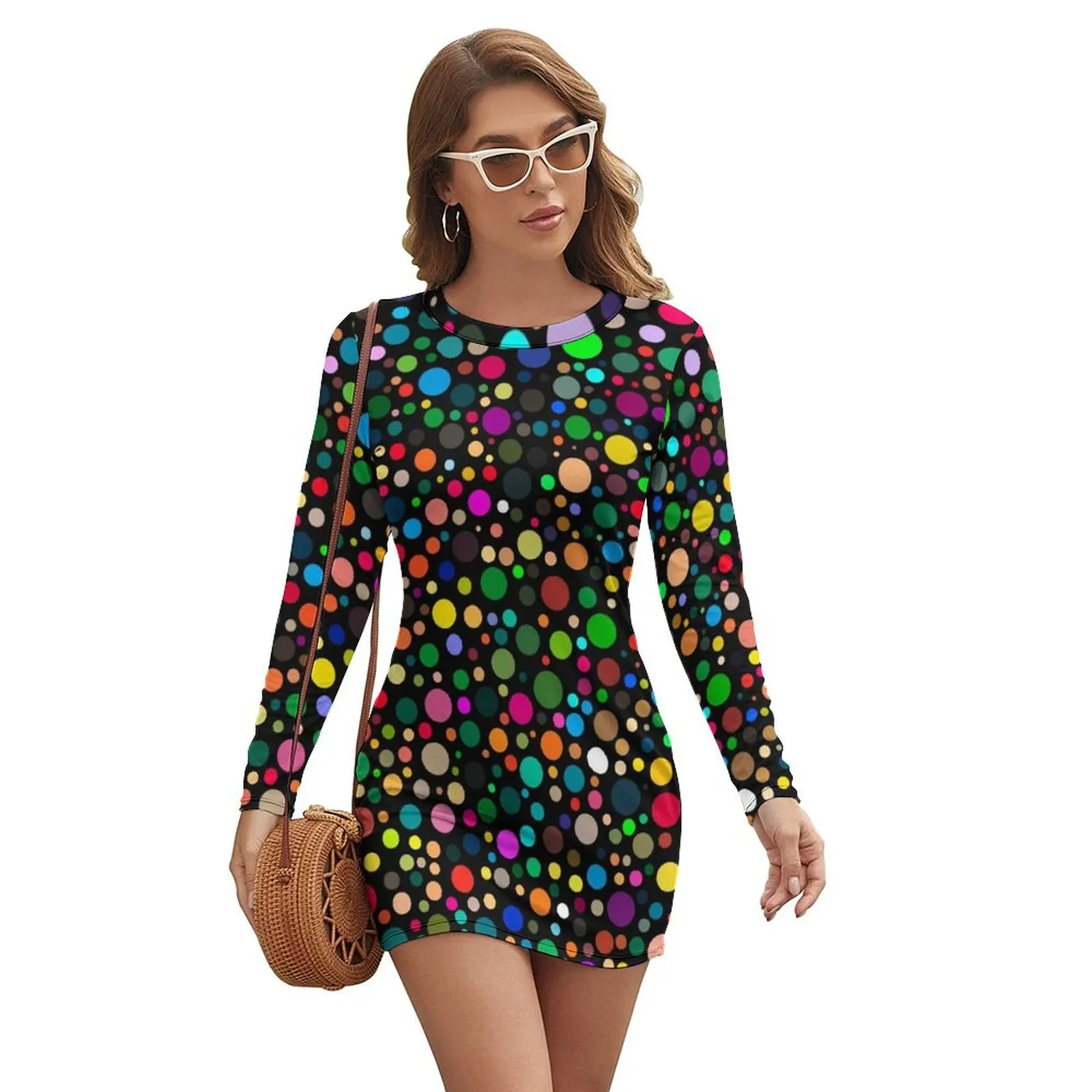

Multicolor Polka dot's pattern Long-sleeved Dress dresses korean style women clothes dress for women