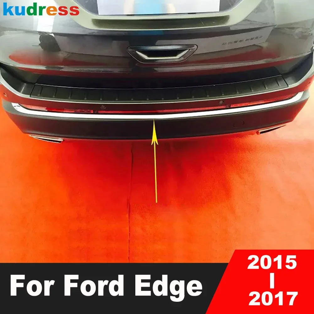 For Ford Edge 2015 2016 2017 Chrome Car Rear Bumper Cover Trim Tailgate Molding Garnish Strip Exterior Accessories