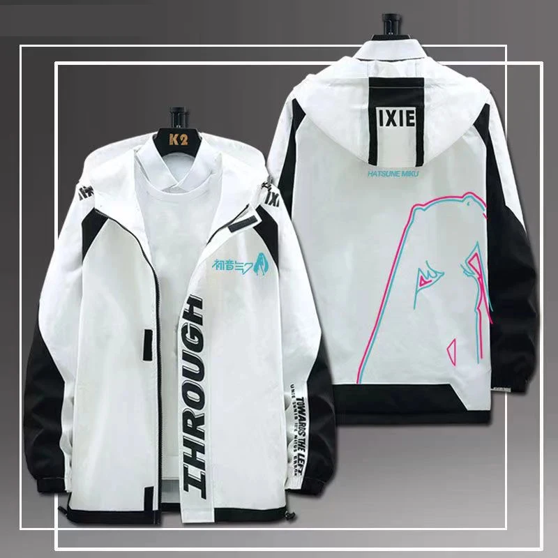 

▶❤Large MikuuHooded Jackets Outerwear Anime Cosplay Costume Men's Spring and Autumn Hooded Clothes Women Costume Casual Street❤◀