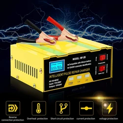 Car Battery Charger Automatic 12V 24V 10A Smart Charger for Truck, Boat,Motorcycles,Lawn Mower lithium Battery Lead-acid Battery