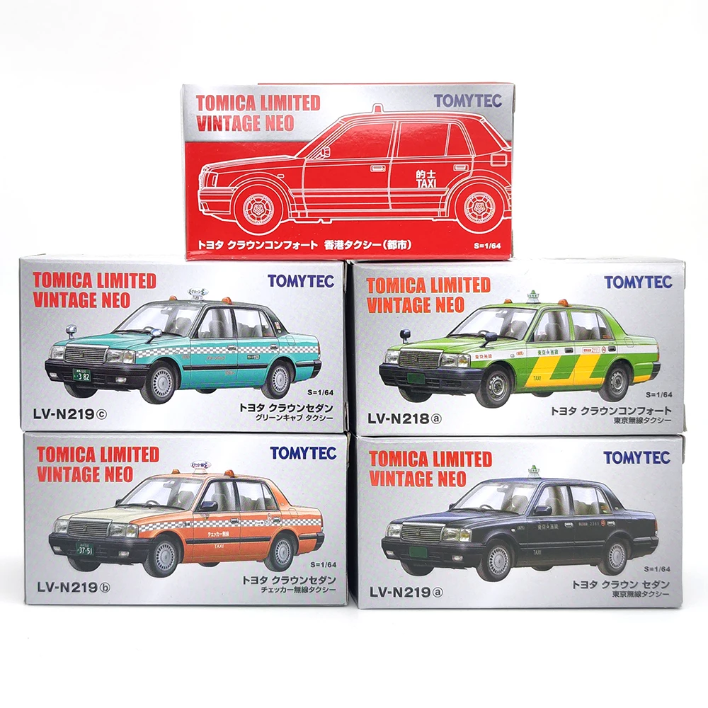 Tomytec 1:64 TLV N219 A/B/C/D Sedan Taxi Edição Limitada Simulação Alloy Static Car Model Toy Presente