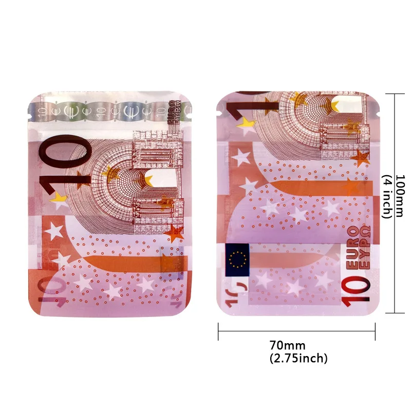 100pcs/pack 3.5g 100 USA Dollar Matte Print Ziplock Bag Mylar Bag Candy Storage Pack Organization
