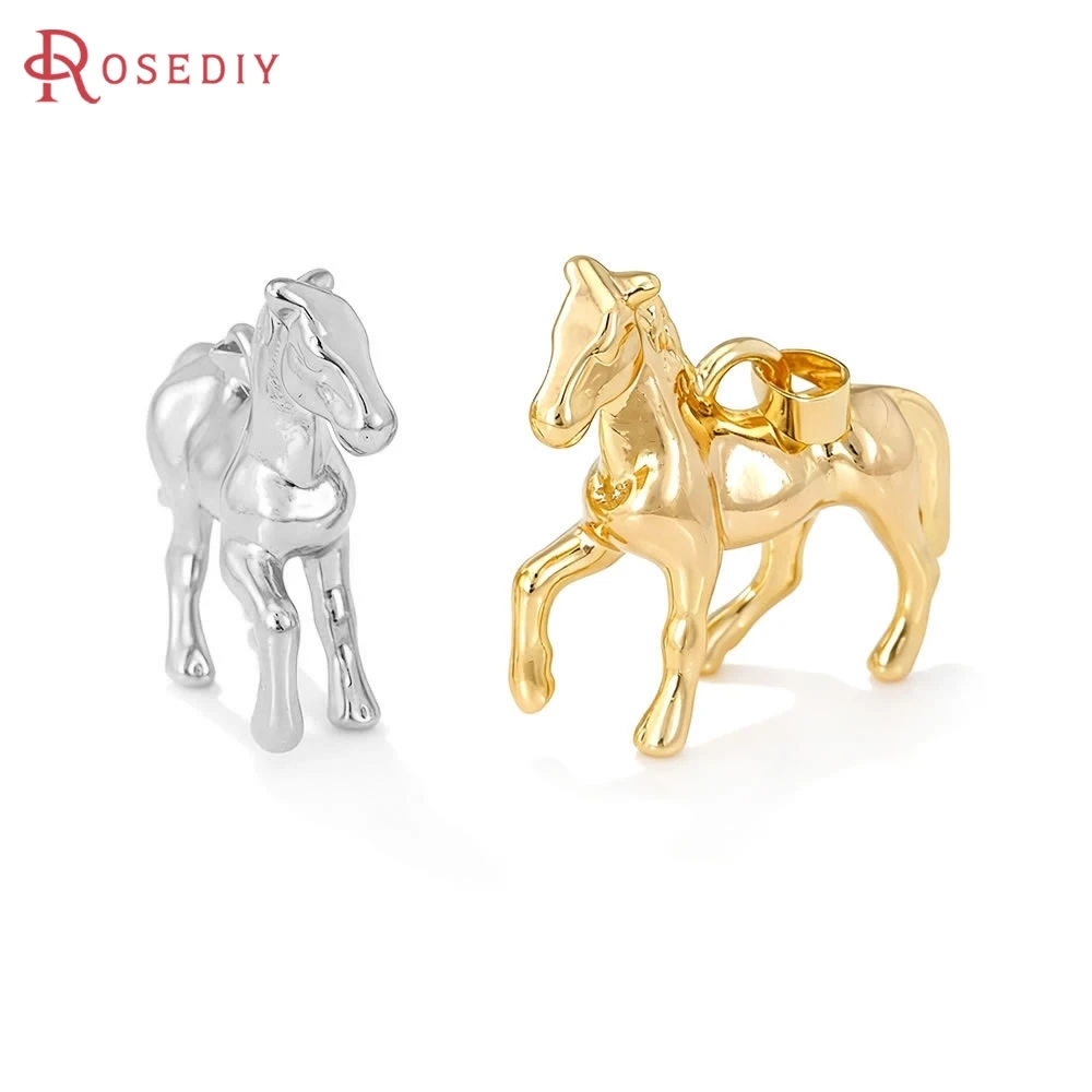 

2PCS 38x36MM 18K Gold Color Brass Zircon Horse Necklaces Charms Pendants High Quality Diy Jewelry Accessories Making Supplies