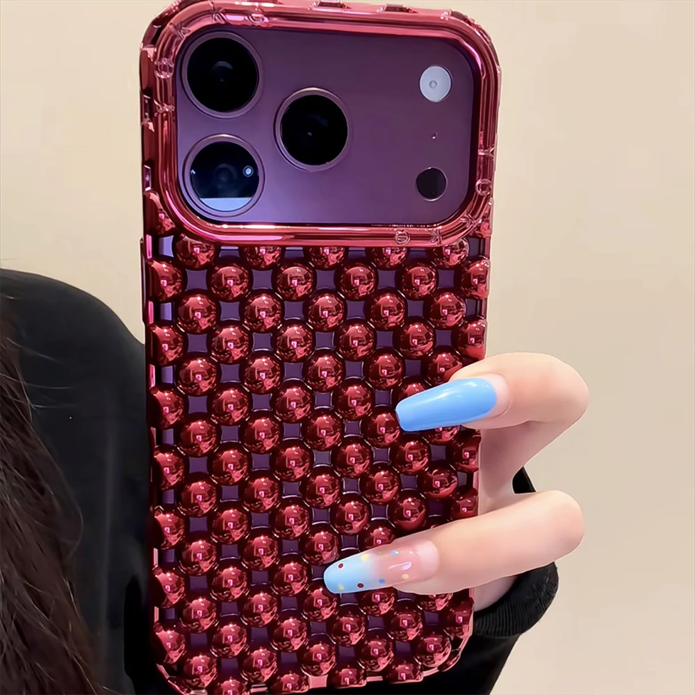 Matte Silberne Hohle Perlen Handyhülle für iPhone 13 14 15 16 17 18 Pro Max 17 Air Sommer Wärmeableitende Rückseite – Detail 33