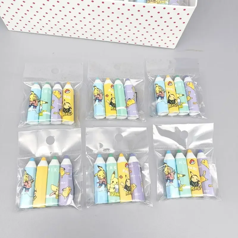 4PCS Pikachu Pencil Cap Cute Cartoon Anime Pen Topper Covers for Kids Pencil Extender Protector Stationery School Supplies New