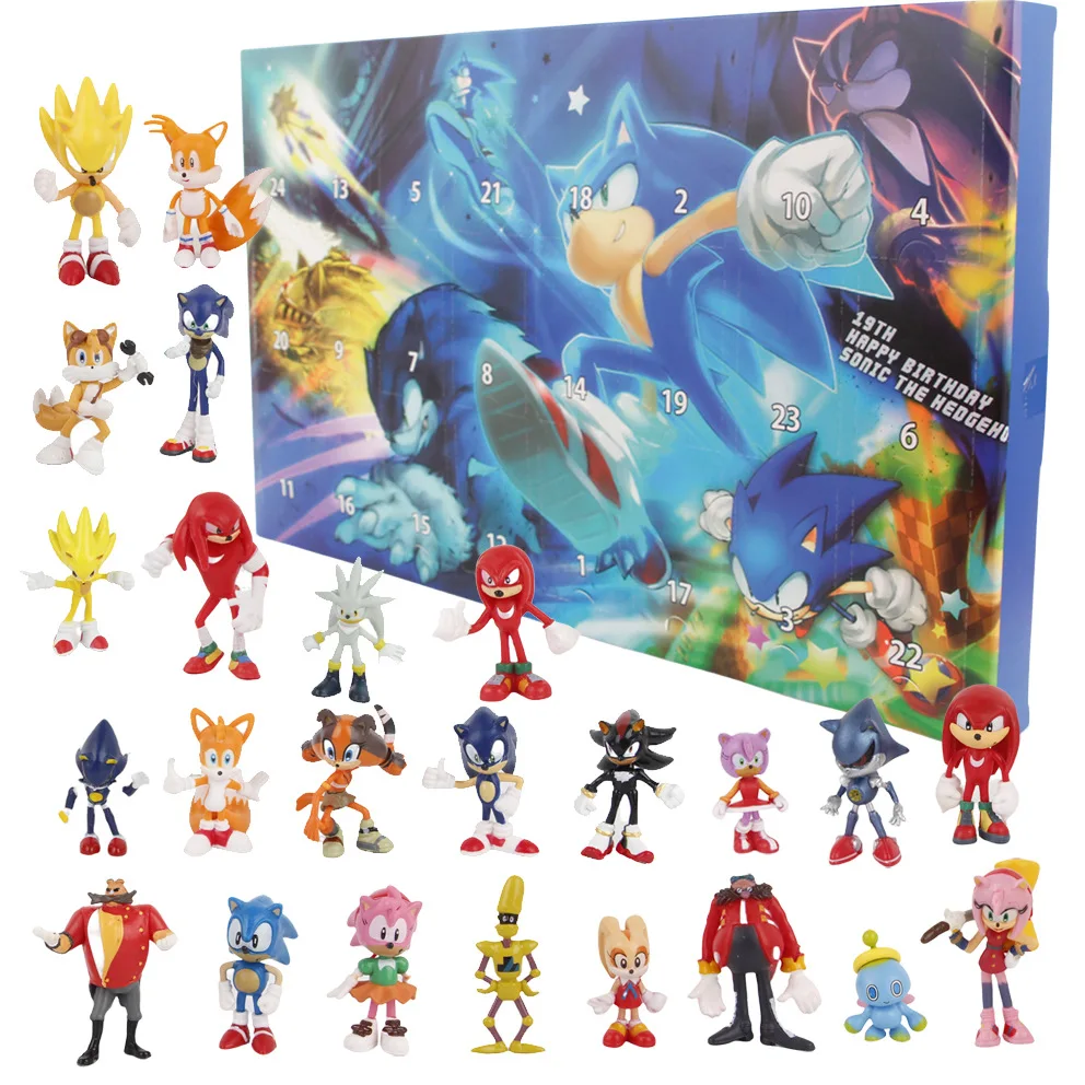 24pcs Sonic The Hedgehog Christmas Advent Calenda Figures Toys Halloween Calendar Box Kawaii Model Doll Kids Gifts