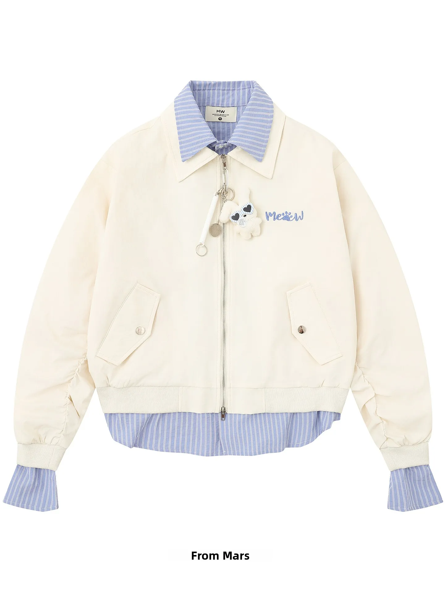 

Loose Fit Zipper Splicing Stripes Pattern Brand Jacket Youth Fashion Casual Nylon Polyester Unisex Autumn Winter Coat