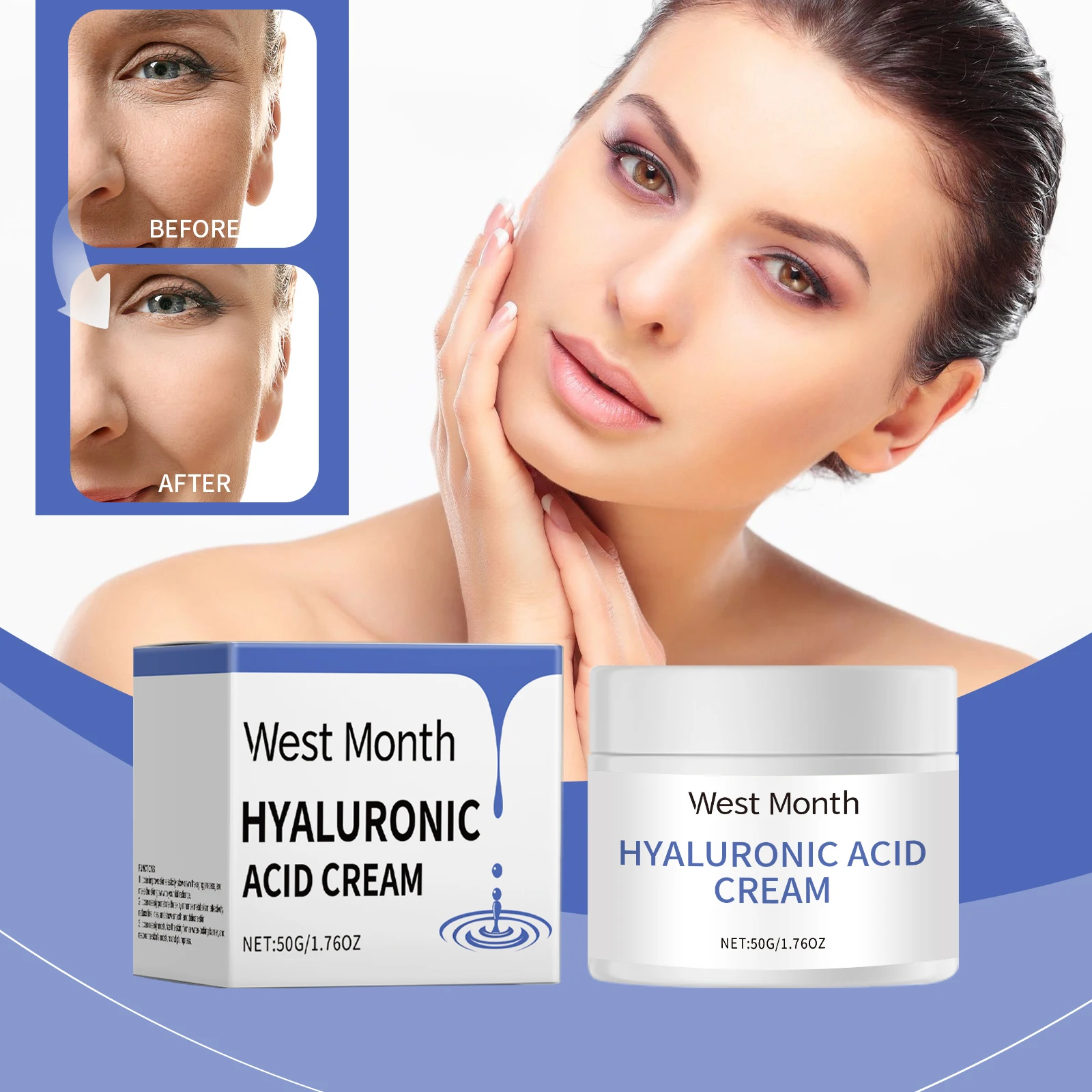 "Hydrating Hyaluronic Acid Cream for Face – Deep Moisturizing & Plumping Anti-Aging Skincare, 1.76 oz"