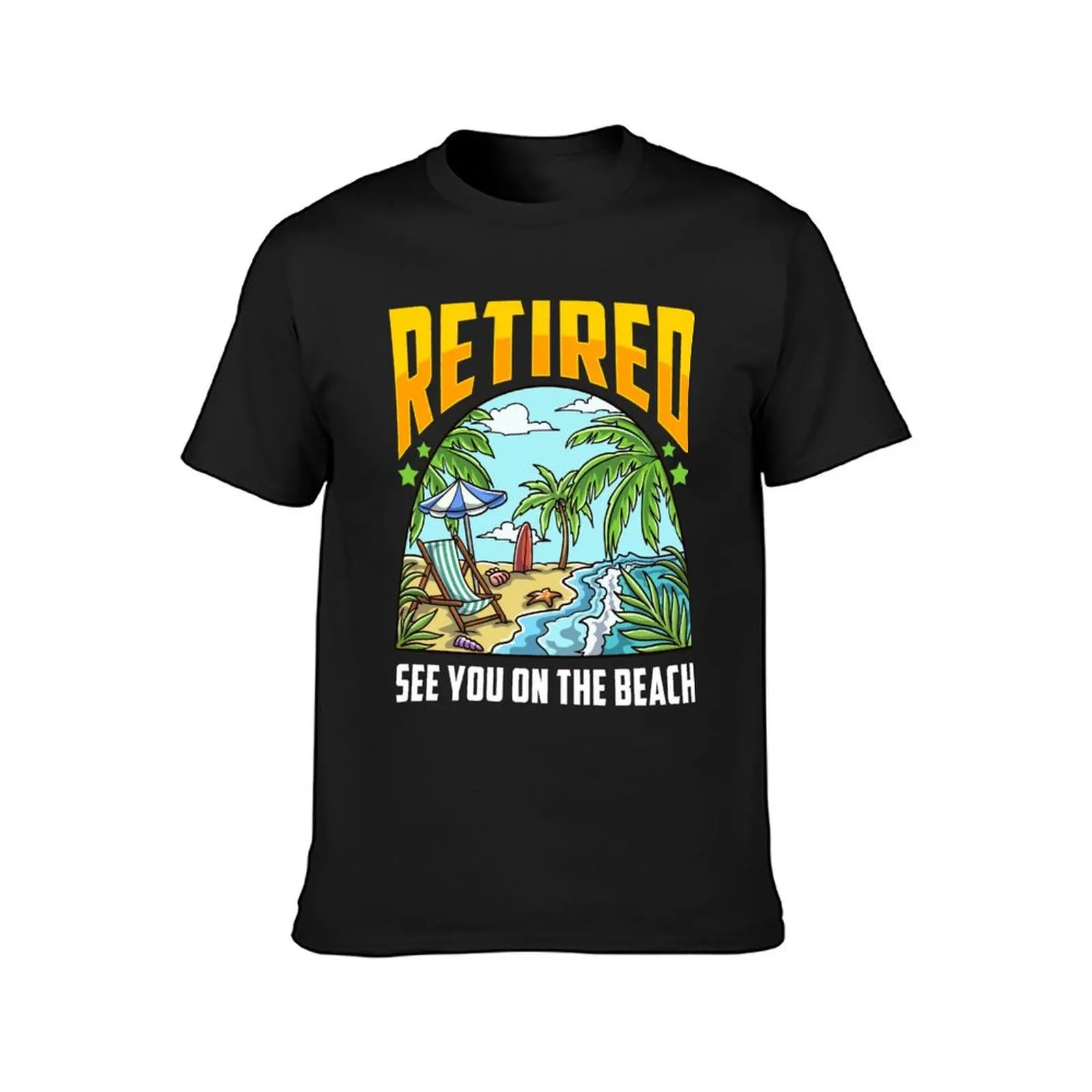Retired See you on The beach T-Shirt summer top anime clothes vintage mens graphic t-shirts pack image 2