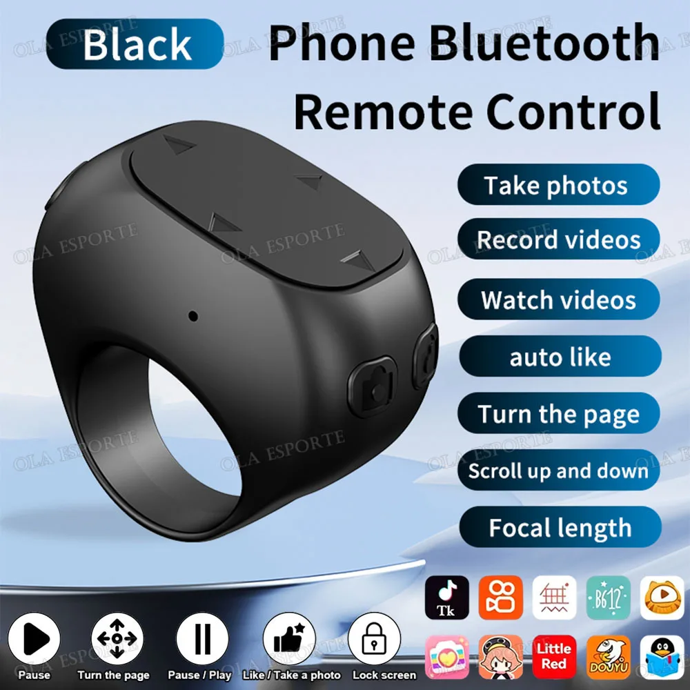 Remote Control Wireless Bluetooth Roller Fingertip Ring portable Mobile Selfie Mice Video Automatic Page Turner Browsing Ring