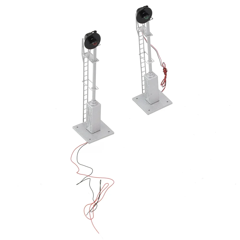 HO Scale Searchlight Signal Two-Light LED Red Green Light For Model Railroads 3V DC Steel Cabinet Compatible With OO/HO