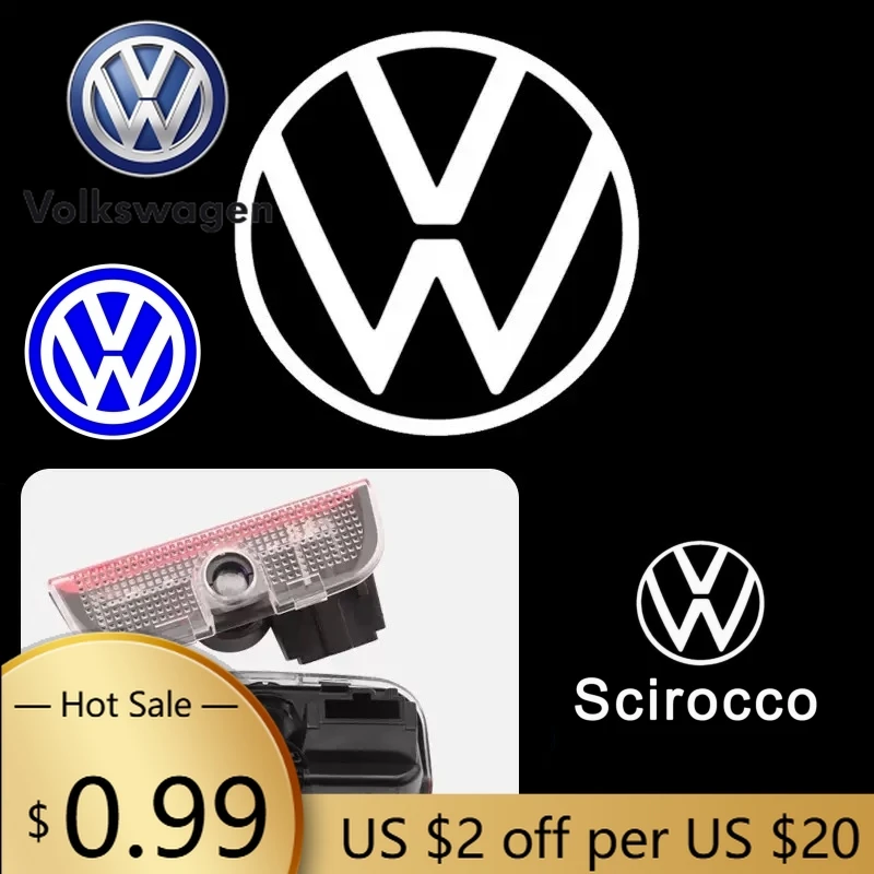 

For VOLKSWAGEN VW 2Pcs LED Car Door Light Welcome Projector Lamp for Volkswagen Scirocco 2009-2016 EOS 2008-2015 Auto Decorative