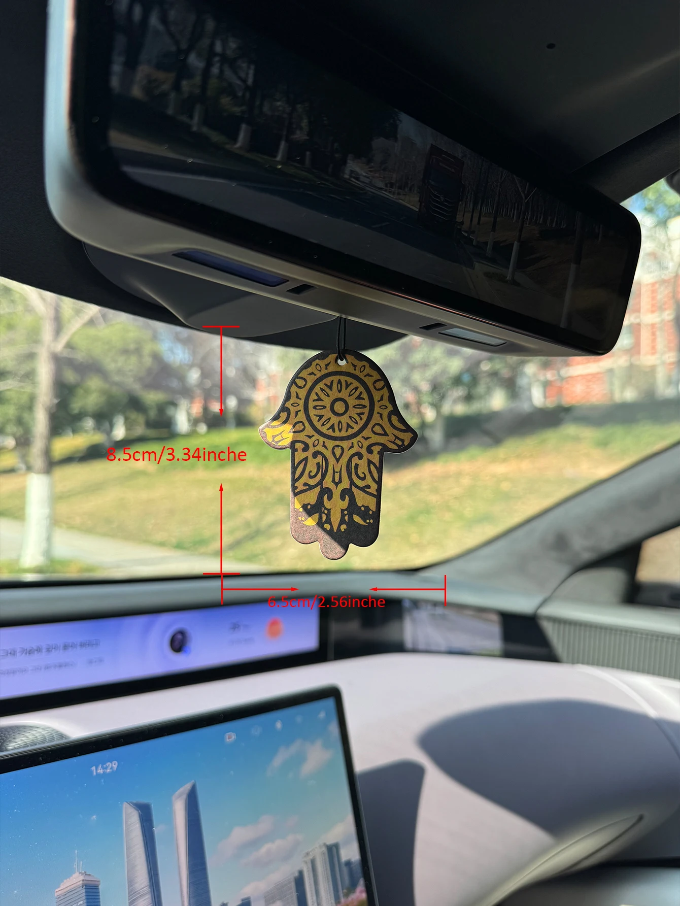 Hamsa Hand, Hand of the Virgin Mary, Five-Star Neutral Car Perfume and Non-Toxic Air Freshener |   Natural Essential Oils and Aromatherapy Scent Tablets (Noroili/Grapefruit/Cedar) |   Hanging Type and Dual-Purpose with Vent Clip |   Long-Lasting Fragrance for 60-90 Days |   Deodorize and Purify the Air |   Suitable for Use in Cars, Homes, Wardrobes, and Bathrooms. |   Same Fragrance as the One Sold in the Store view 2
