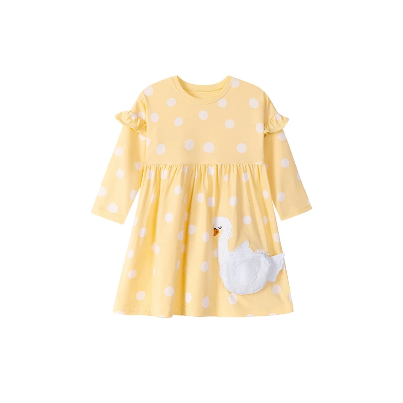 Little Maven Kleid für Mädchen Langarm Kleid Herbst Kinderkostüm Tier Schwan Reißverschlusstasche Kinder Mädchen Partykleid