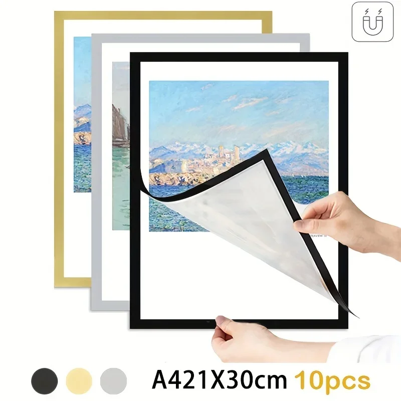 10-Pack Magnetic Picture Frames A4 Size Plastic Self Diamond Painting Frame Material Reusable Display Frame for Home Wall Decor